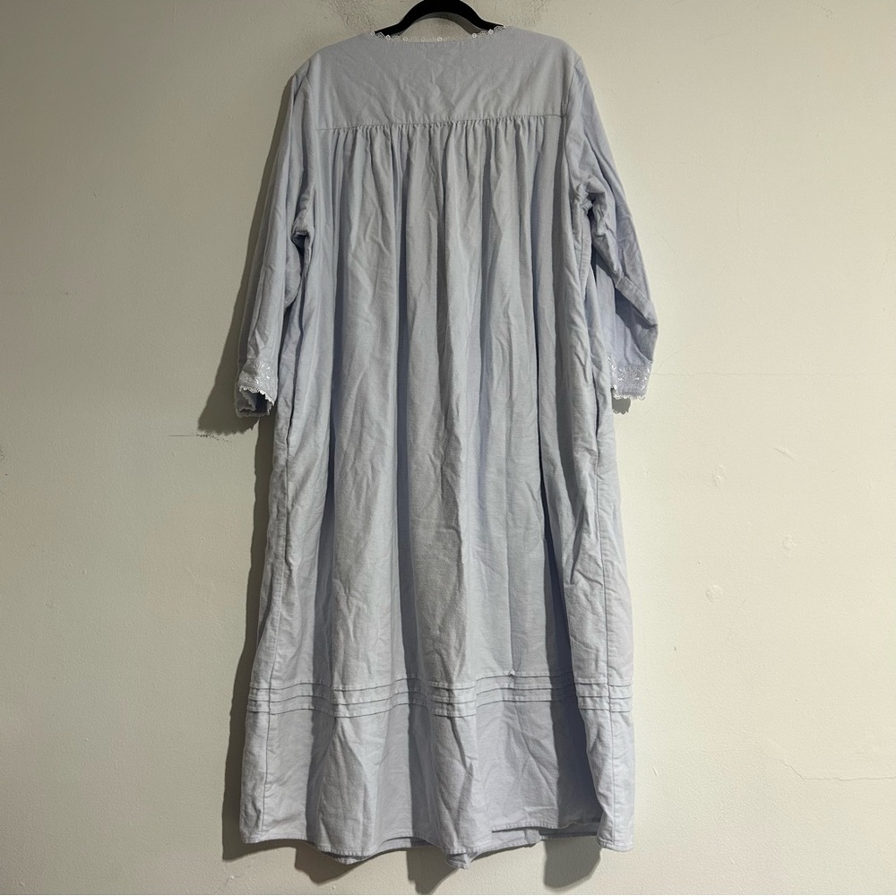 Eileen West Fairy Tale Cotton Flannel Nightgown Blue Size XL Embroidered Cottage - Picture 7 of 13